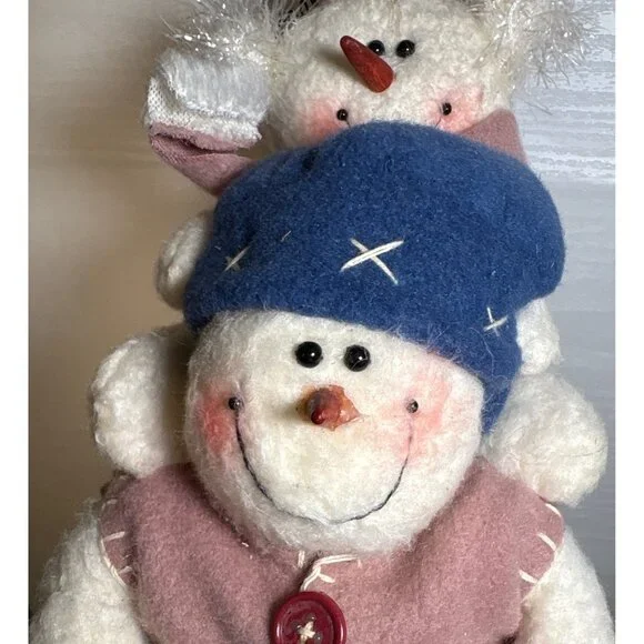 Country Lace Inc Snowwoman & Baby Figurine Plush Decor Bird Winter - Picture 3 of 8